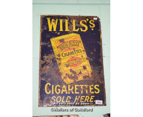 VINTAGE METAL SIGN 'WILLS'S GOLD FLAKE CIGARETTES' 61CM X 91CM (24336 WHN)