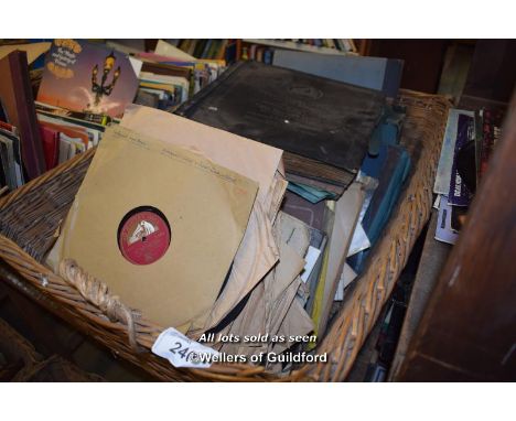 LARGE BASKET OF MIXED VINTAGE VINYL RECORDS MAINLY 'HIS MASTERS VOICE'