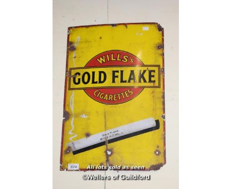 VINTAGE METAL SIGN 'WILLS'S GOLD FLAKE CIGARETTES', 61CM X 91CM (24965 WPA)