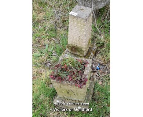 COMPOSITION STONE PLANTER ON PLINTH