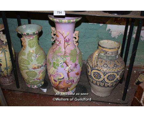 SHELF OF MIXED VASES