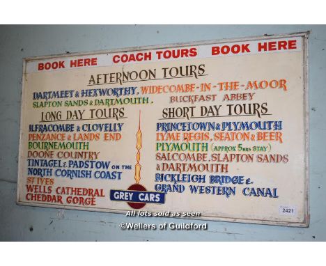 VINTAGE SIGN 'GREY CARS COACH TOURS' (26464 WOU)
