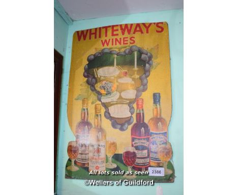 VINTAGE SIGN 'WHITEWAY'S WINES', 48CM X 72CM