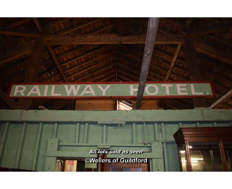 VERY LARGE VINTAGE WOODEN SIGN 'RAILWAY HOTEL'