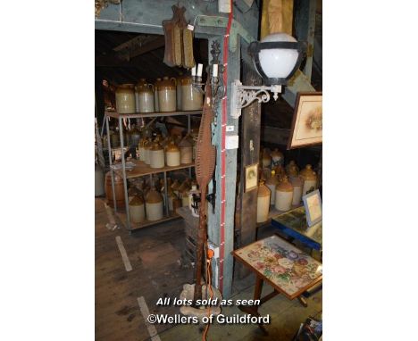 GALVANISED WALL BRACKET WITH CYLINDRICAL WALL LIGHT TOGETHER WITH OTHER ITEMS