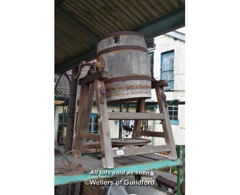 VINTAGE BUTTER CHURN ON STAND