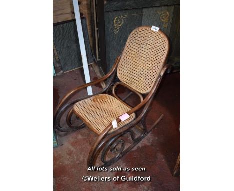 VINTAGE WOODEN AND WICKER ROCKING CHAIR (1820 HIS)