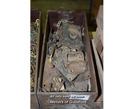 BOX OF VINTAGE CAST TRUNK HANDLES