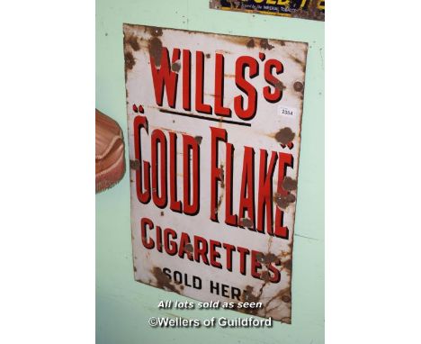 VINTAGE METAL SIGN 'WILLS'S GOLD FLAKE CIGARETTES', 69CM X 107CM