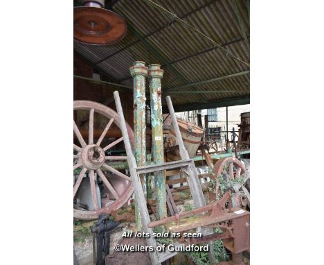 PAIR OF CAST IRON GATE POSTS, EACH 230CM HIGH