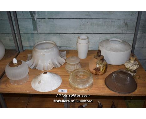 SHELF OF MIXED GLASS SHADES