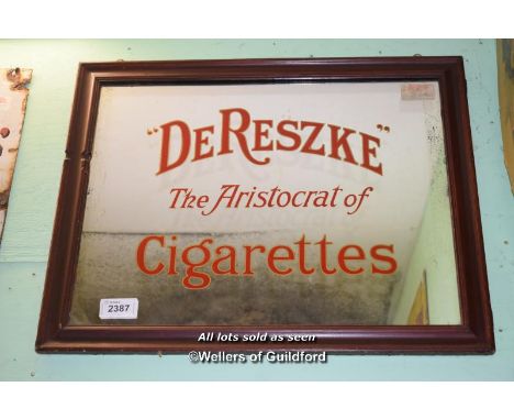 VINTAGE FRAMED MIRROR 'DE RESZKE THE ARISTOCRAT OF CIGARETTES', 76CM X 61CM (DSJL)