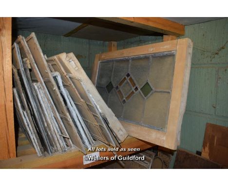 SHELF OF MIXED LEADLIGHT PANELS AND WINDOWS