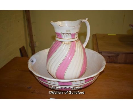 PINK AND WHITE JUG AND BASIN (WHH)