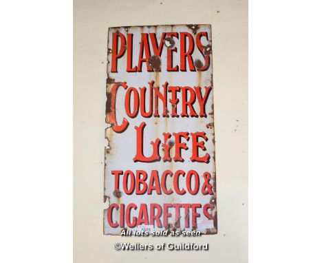 VINTAGE METAL SIGN 'PLAYERS COUNTRY LIFE TOBACCO AND CIGARETTES', 45CM X 91CM (25606)
