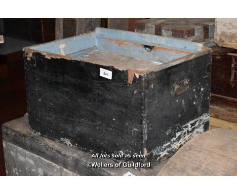 PINE STOOL AND A TRUNK LACKING LID