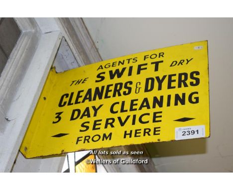 VINTAGE METAL SIGN 'SWIFT DRYCLEANERS', 41CM X 32CM (16557 WDD)