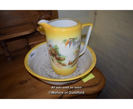 YELLOW PAINTED JUG AND BASIN (2370 EIS)