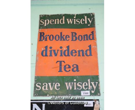 VINTAGE METAL SIGN 'BROOKE BOND DIVIDEND TEA', 50CM X 75CM