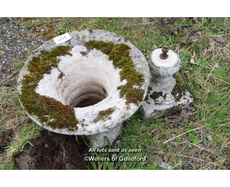 COMPOSITION STONE PLANTER ON PLINTH