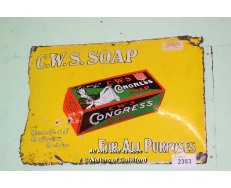 VINTAGE METAL SIGN 'C.W.S. CONGRESS SOAP', 54CM X 39CM (SOR HALL)
