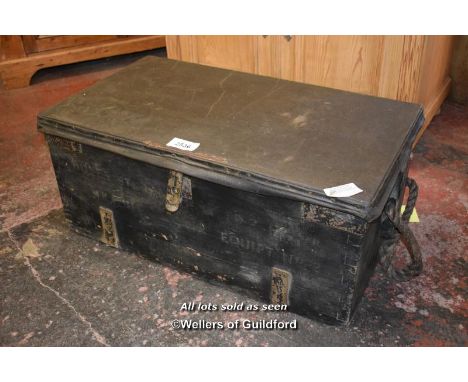 LEATHER COVERED PINE TRUNK