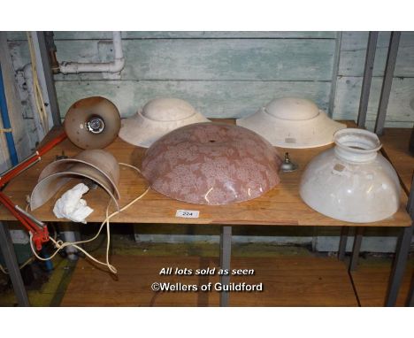 SHELF OF MIXED GLASS SHADES