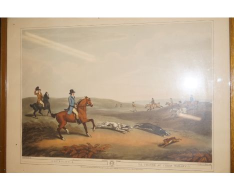 Set of three period, hunting scene engravings