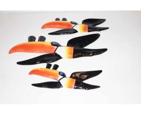 Carltonware Guinness flight of toucan's. Length Largest-25cm