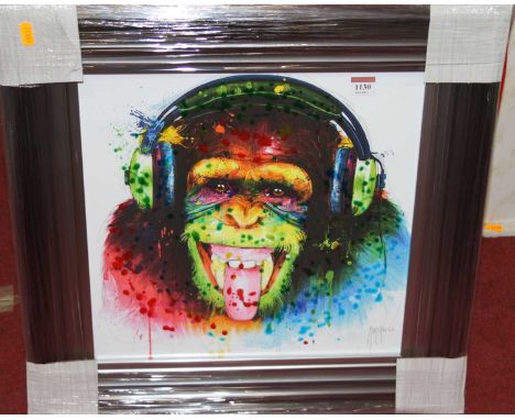 After Patrice Murciano - DJ Monkey, embellished print, 39 x 39cm