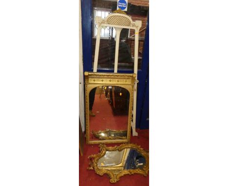 A 19th century French giltwood and gesso arched wall mirror, having flowerhead and acanthus leaf decoration, 90 x 54.5cm; tog
