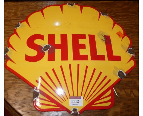 A convex enamel advertising sign for Shell, width 35cmOf recent manufacture