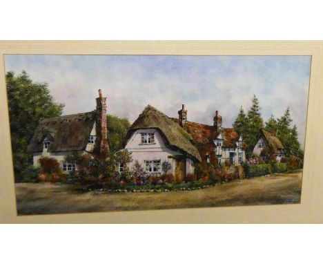 R Siger - Finchingfield, ink and watercolour, signed and titled lower right, 30x55cm