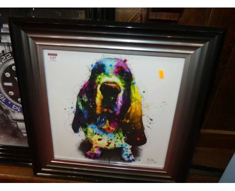 After Murciano - a colour print of a Bassett Hound, 39 x 38cm