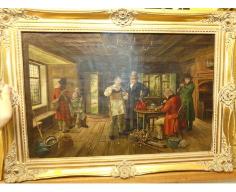 R. Cook - Interior scene, oil on canvas, signed lower right, 40 x 60cm