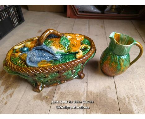 Minton Majolica Mallard Game Pie Dish, Liner and Cover