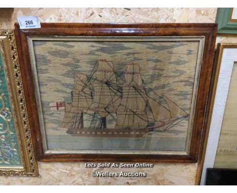 *FRAMED AND GLAZED TAPESTRY OF AN GALLEON, 24 X 20 / ALL LOTS ARE LOCATED AT AUTHENTIC RECLAMATION TN5 7EF