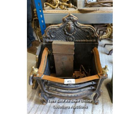 *CAST IRON FIRE GRATE, 26 HIGH X 19 WIDE X 12 DEEP, WITH GAS CONVERSION / ALL LOTS ARE LOCATED AT AUTHENTIC RECLAMATION TN5 7