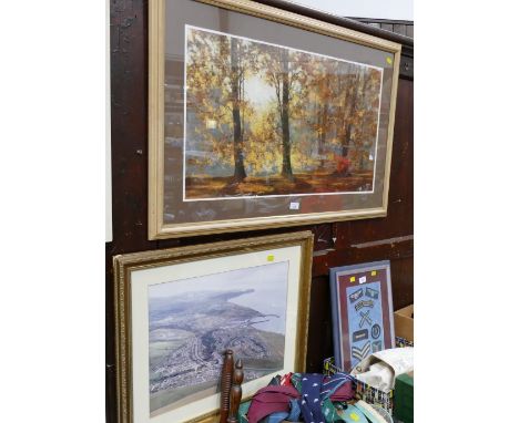 Large David Shepherd print of an Autumn Woodland and aerial view of Whitehaven 