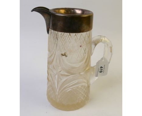 Silver rimmed cut glass lemonade jug (AF) 