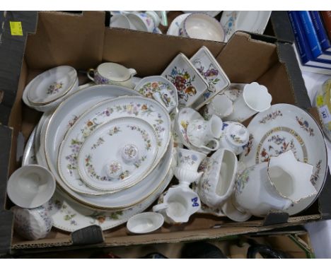 Box of Aynsley - Just Orchids, Cottage Garden, Royal Worcester and Wedgwood floral pattern ceramics, Janice Daughters pill  p
