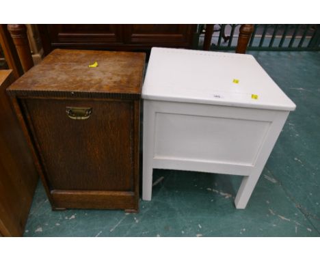 White painted commode stool and coal receiver 