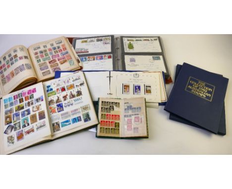 Album of First Day Covers, collection of 1982 Australian stamps, Silver Jubilee stamp album, two albums of GB and world stamp