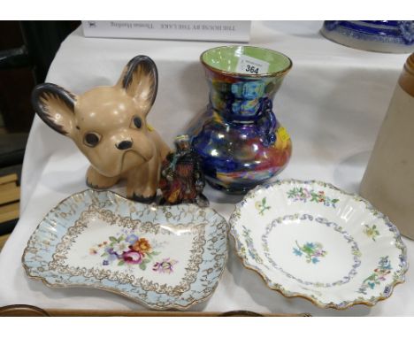 Royal Doulton Good King Wencleslas , dog figure, two trinket dishes and a Maling lustre jug