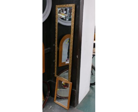 Oblong wall mirror and smaller wood frame mirror 