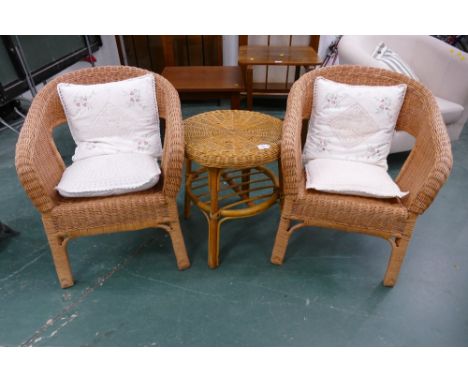 Pair of conservatory chairs and bamboo conservatory side table 