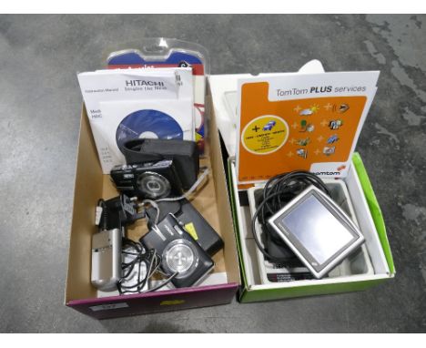 Tom tom sat nav, Hitachi HDC 1097E cameras with accessories etc
