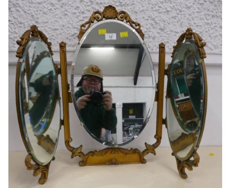 Trifold ornate vanity mirror 