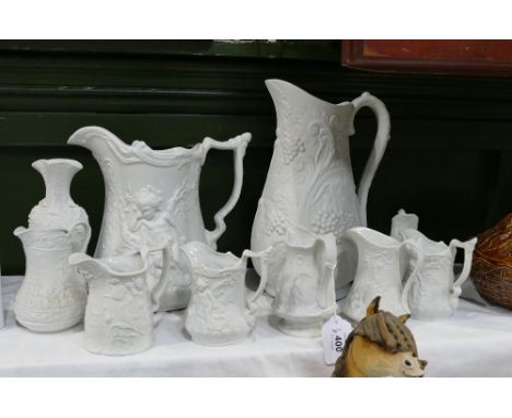 Collection of Portmeirion Parian jugs, various sizes