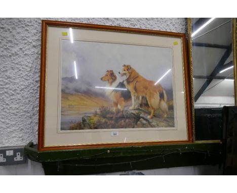 Print of collie dogs signed by Wright Barker 